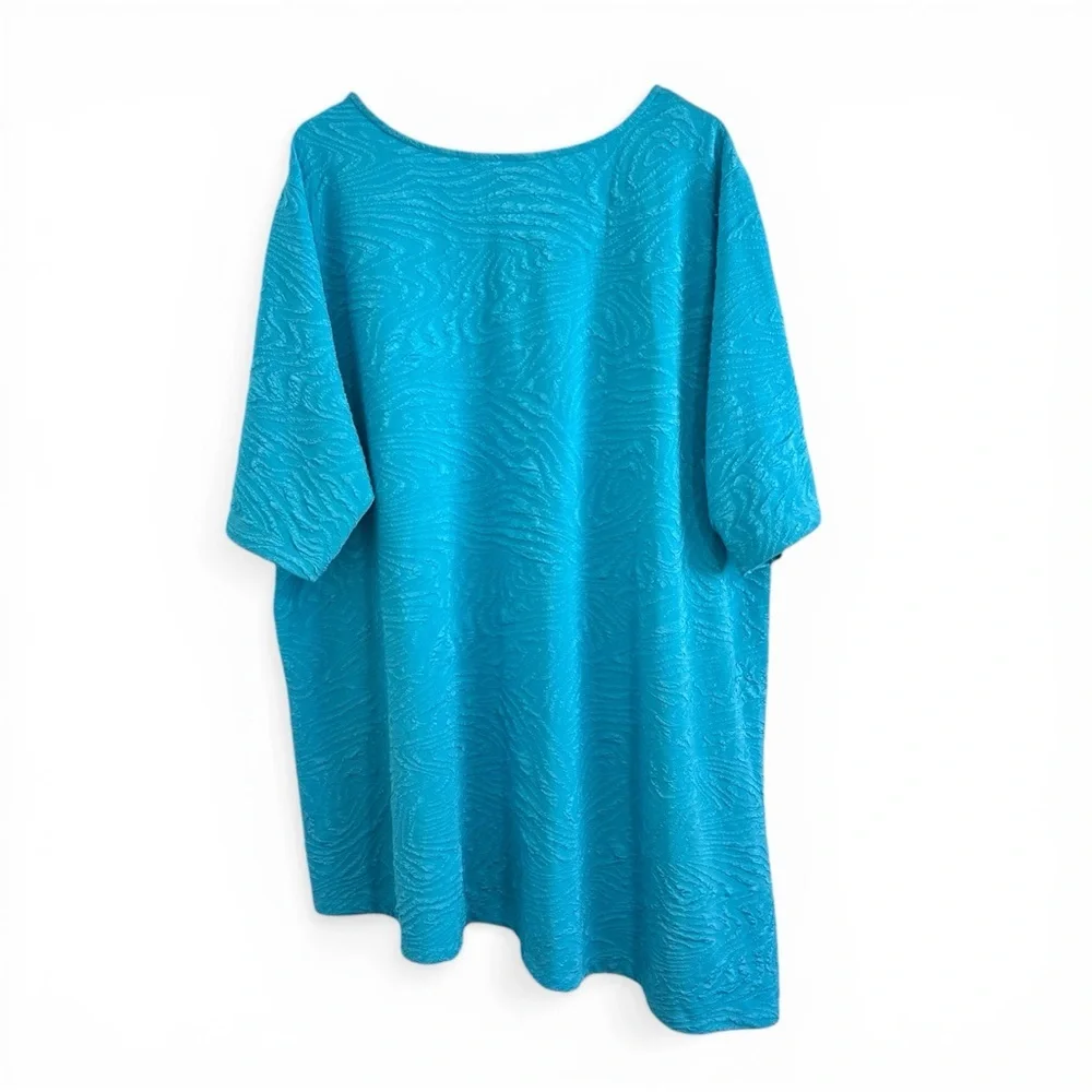 ALI MILES BLUE ASYMMETRICAL EASY PULL OVER PLUS SZ COASTAL RESORT TUNIC TOP 3X - Picture 3 of 3